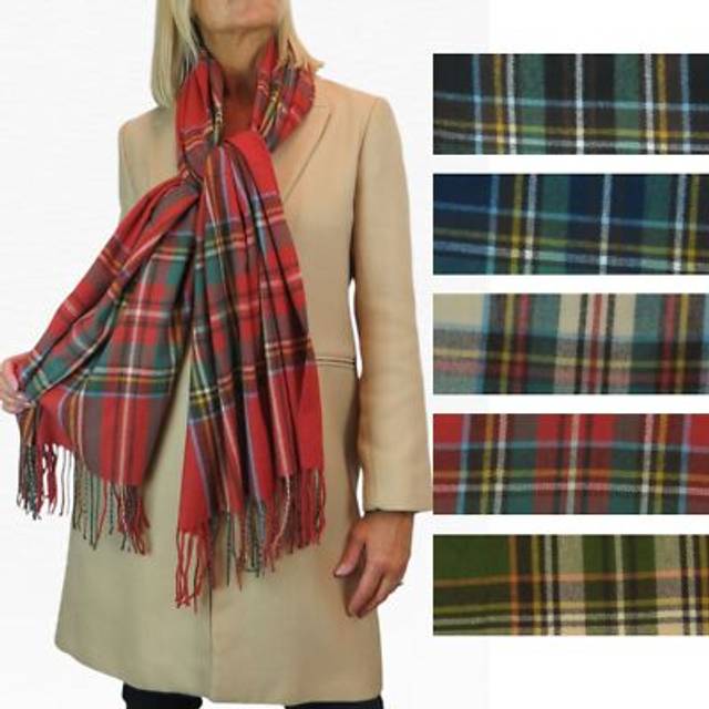 Ladies soft wool plaid tartan scarf pashmina shawl large blanket winter gifting