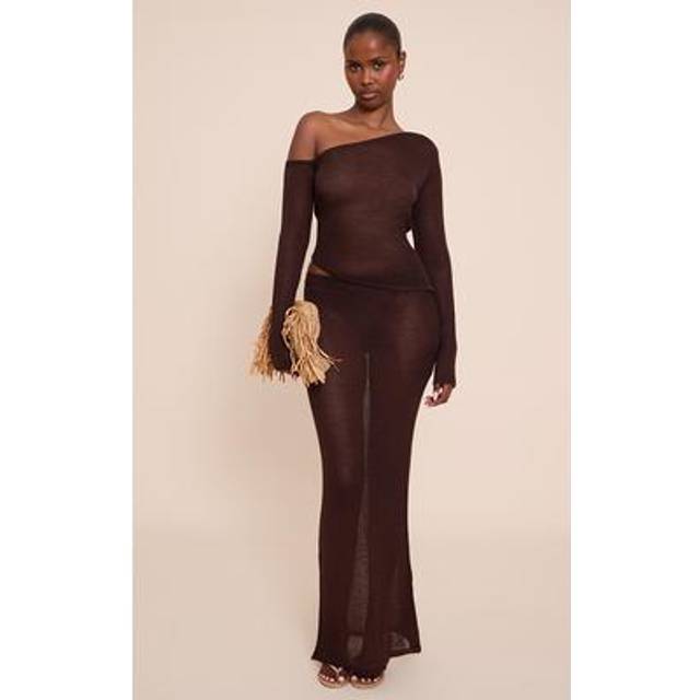 Brown Filigree Maxi Skirt, Brown