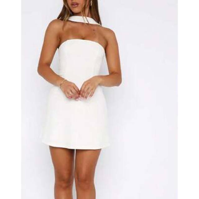 SHEIN Women Graduation Dress With Neck Scarf Strapless Backless Ruffle Mini Tube Dress Y2k Grad Party A-Line Short Dresses