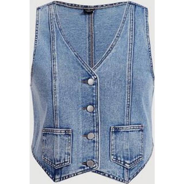 SHEIN Women Plus Size Dark Blue Denim Fitted Vest Women Vest Jean Vest Denim Vest Jeans Top Cowboy Vest