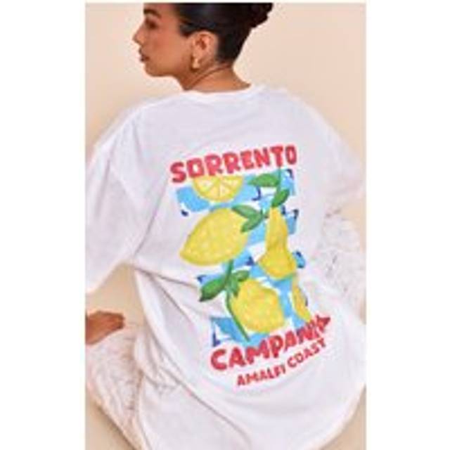 White Sorrento Graphic Oversized T-shirt, White - M