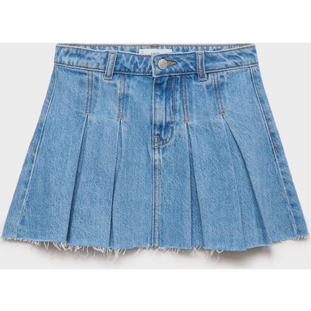 Pleated denim skirt medium blue - Kids - 10 - MANGO KIDS - Medium Blue