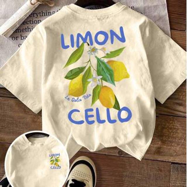 SHEIN Women Contrasting Color Letter & Lemon Graphic Short Sleeve Casual T-Shirt, Suitable For Summer And Holiday