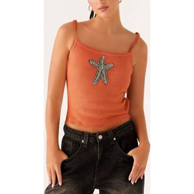 SHEIN Women&#39;s Summer Y2k Cami Tops Star Print Sleeveless Open Back Low Cut Crop Tanks Vest Tops