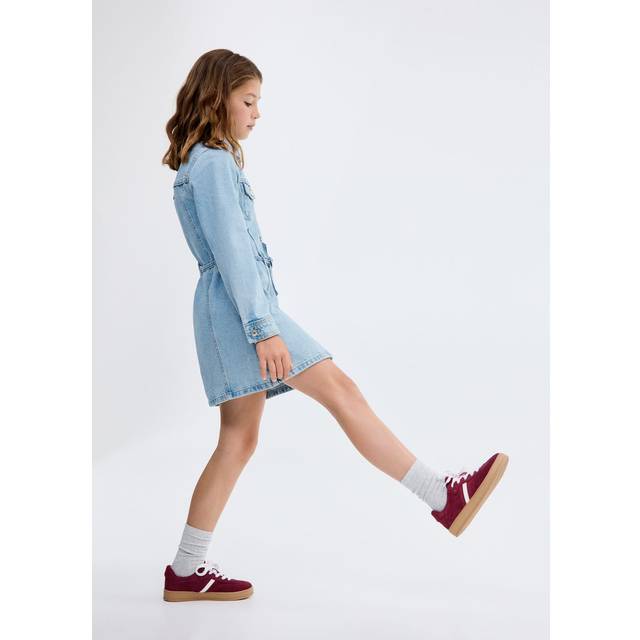 Knot denim dress medium blue - Kids - 8 - MANGO KIDS - Medium Blue