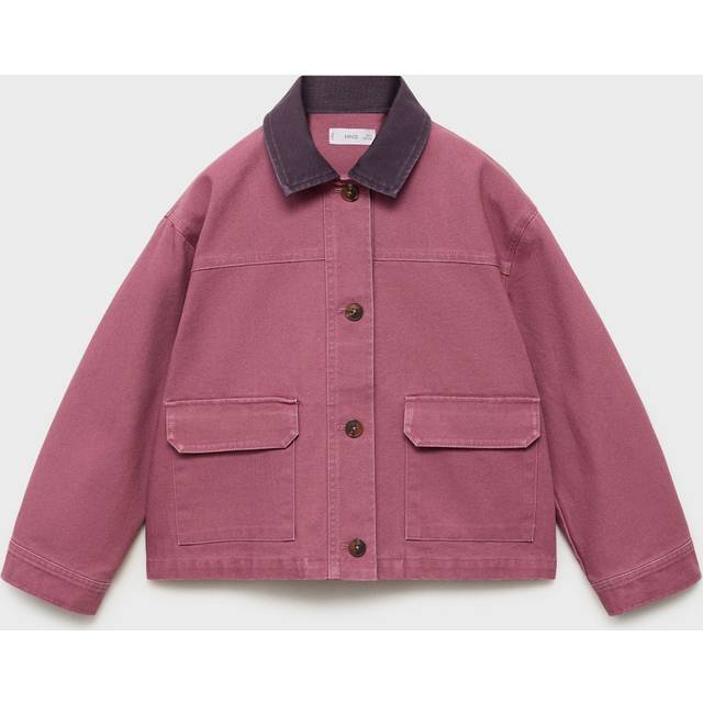 Mango Kids' Gaby Oversized Denim Jacket, Dark Red