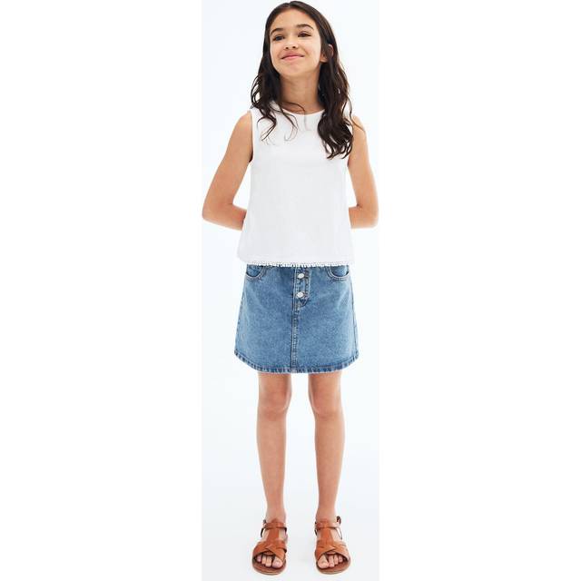 Denim paperbag skirt medium blue - Kids - 11 - MANGO KIDS - Medium Blue