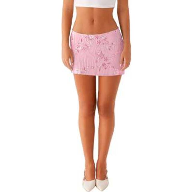 SHEIN Women Y2K Sequin Mini Skirt Low Waist Sparkle Beaded Short Skirt Glitter Shiny Bodycon Skirt Night Out Party
