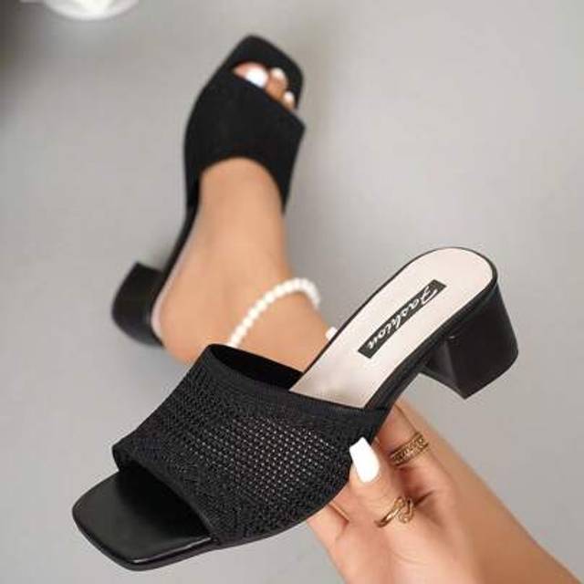 SHEIN Women&#39;s High Heel Slide Sandals With Breathable Mid-Heel