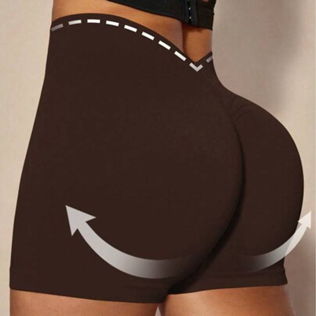 SHEIN Women Sports Shorts With Ruched Waist, Sexy And Lifting, Elastic And Comfortable For Yoga & WorkoutWomen Sweat Short, Gym Short, Biker Short