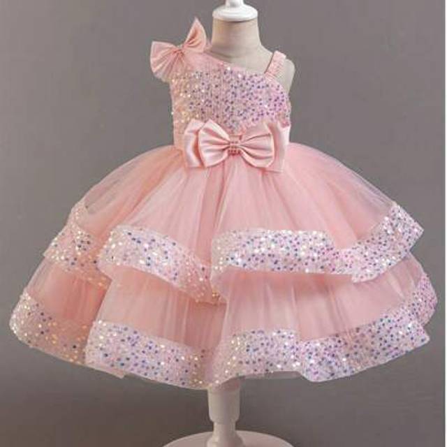SHEIN Girls&#39; Sparkly Tulle Puff Ball Flower Girl Dress, Young Girl Pageant Party Gowns