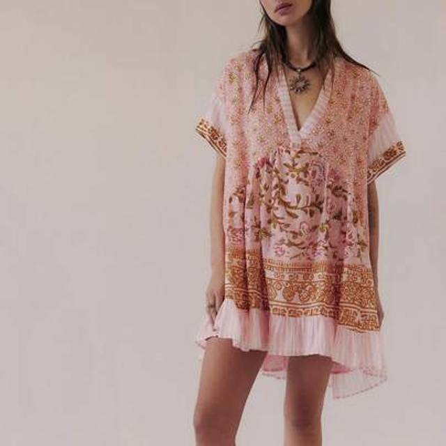 SHEIN Women&#39;s Summer Printed Deep V-Neck Short Sleeve Tunic Dress V Neck Cute Casual Loose Dresses