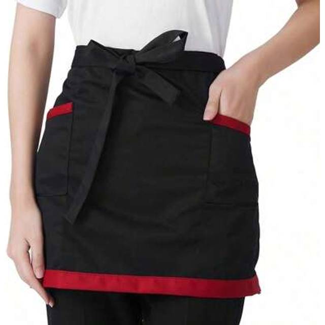 SHEIN Unisex Polyester Apron With Pockets, Short Half Waist Waiter Work Uniform For Kitchen Supplies, Hotel Restaurant Attendant Waist Apron, Waist Apron Wi