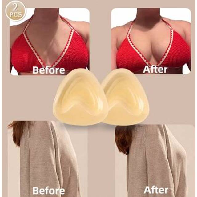SHEIN 2 Pcs Double Sided Self-Adhesive Bra Pads Two Pieces Set Chest Pads Adhesive Pads Push Up Adhesive Bras Reusable Strapless Invisible Nipple Patches Bi