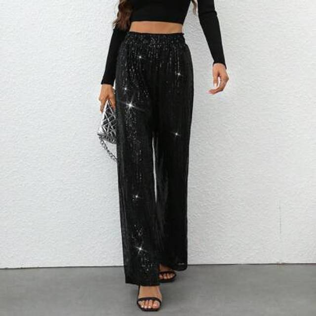 Chiquease Women&#39;s Sequin Straight Leg Pants, Autumn Winter Party Holiday For Holiday Party Clothes