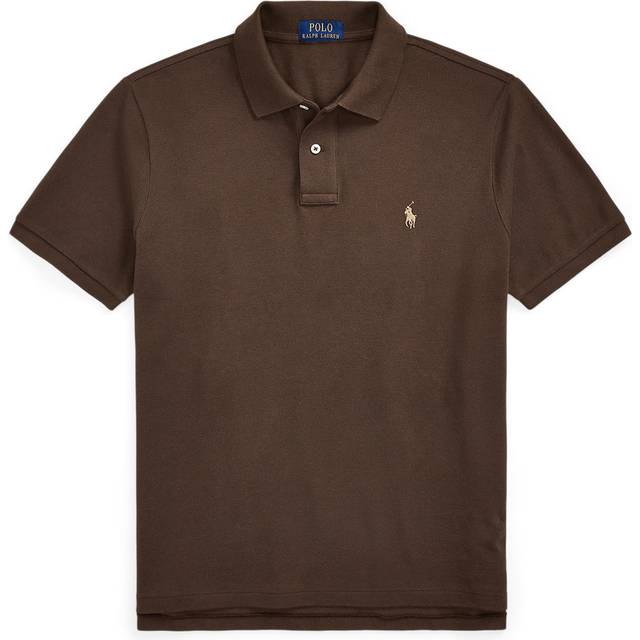 Cotton Pique Polo Shirt in Slim Fit - Brown - XL