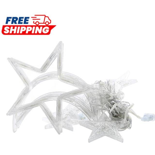 3.5m star moon curtain fairy lights 8 modes garland indoor lamps (warm)