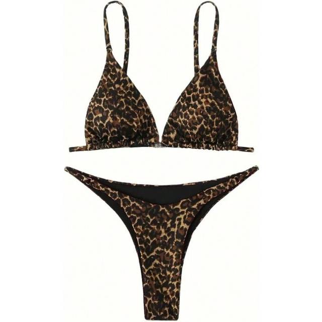 (black leopard, L) 2024 Micro Leopard Bikini Women High Cut  Bandage Push Up Swimsuit Sexy Bathing Suit Padded Thong Swimwear,summer Beach Vacation
