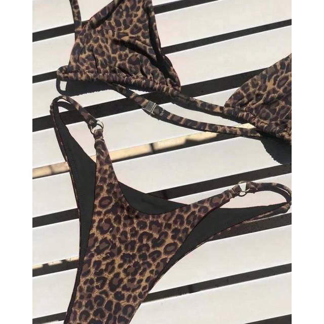 (black leopard, XS) High Cut Micro Bikini Women Leopard Bandage Push Up Swimsuit Sexy Bathing Suit Padded Thong Swimwear Biquini Trajes De BaÃ±o 2024
