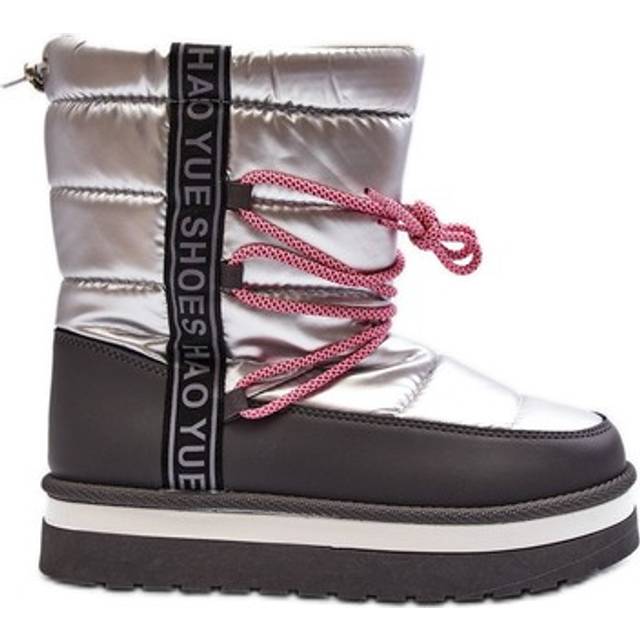 Women's snow boots with silver lilar lacing