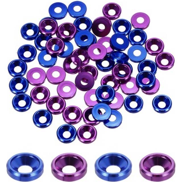 60pcs M3 Counterbore Washers, 8mm/0.31inch Aluminum Alloy, Navy Blue Purple
