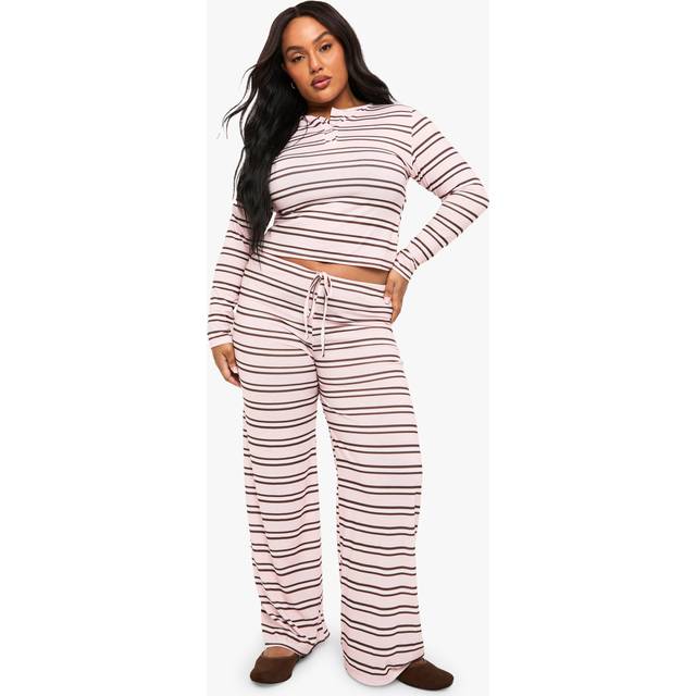 Womens Plus Stripe Wide Leg Trousers - Pink - 26, Pink