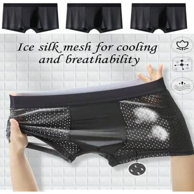SHEIN 3pcs Men&#39;s Ice Silk Breathable Solid Color Boxer Briefs