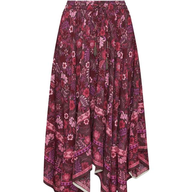 Yours Curve Red Floral Print Hanky Hem Skirt, Women's Curve & Plus Size, Yours - 14