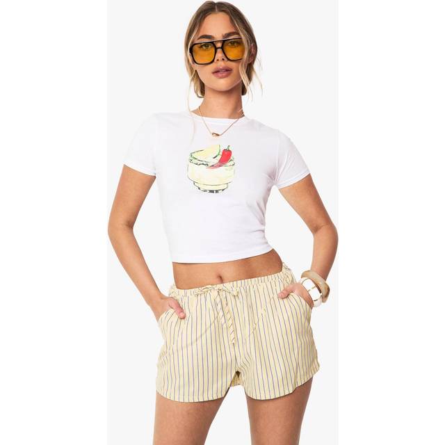 Womens Woven Flippy Stripe Short - Yellow - 6, Yellow