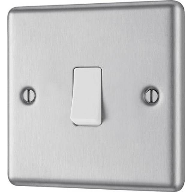 GoodHome 20A Single 2 Way Raised Rounded Screwed Intermediate Switch Matt Steel Effect - One Size