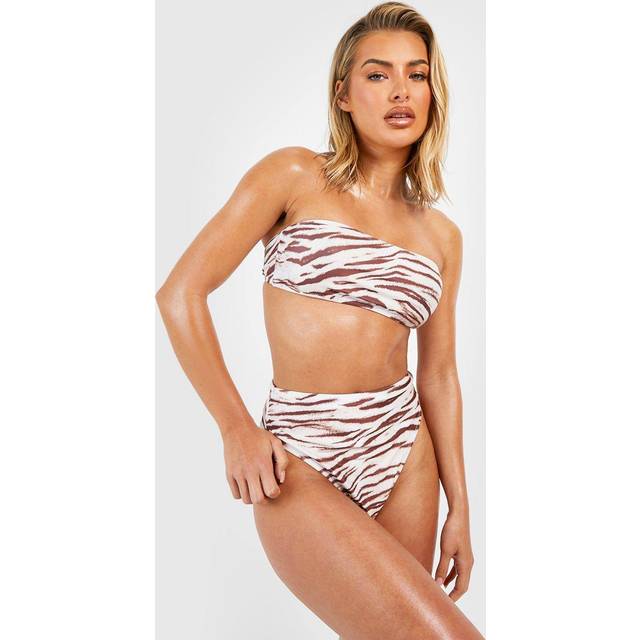 Womens Tiger Bandeau Tube Bikini Top - White - 14, White