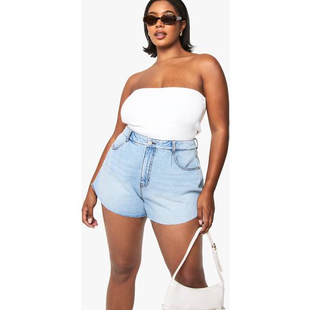Womens Plus Flippy Wide Leg Denim Short - Grey - 26