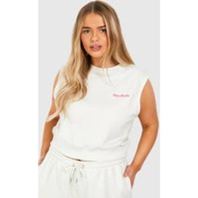 Womens Plus DSGN Studio Script vest Top - Cream - 28