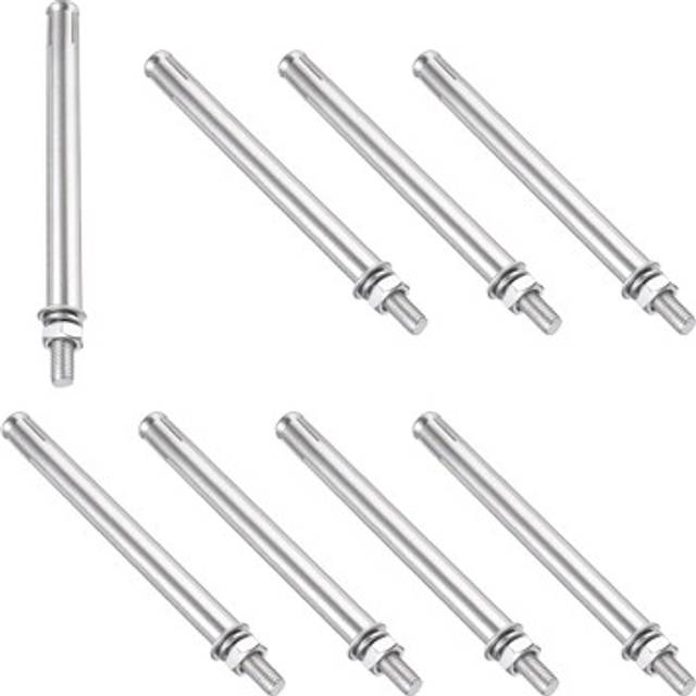 8pcs M8 X 150mm Expansion Screw Bolts Sleeve Anchoring For Concrete, Silver