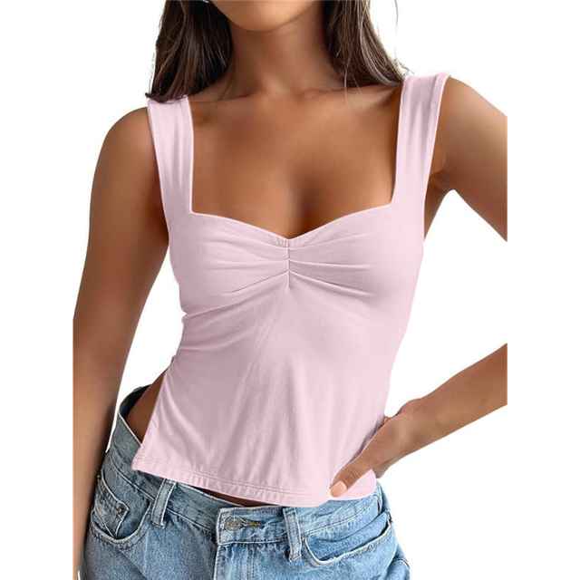 Womens Going Out Crop Tops Backless Tank Summer Y2k Teen Basics Cute Clothes Pink S