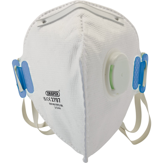 Draper 21244 FPP3 NR Vertical Fold Flat Face Masks with Valve (Pac...