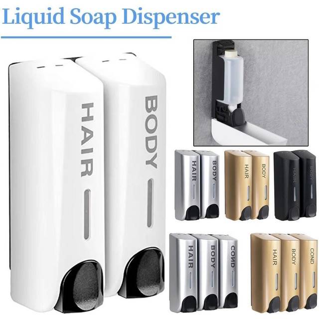 3/2 head soap dispenser wall mount bath shampoo dispenser liquid soap container
