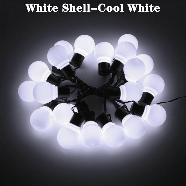 (B-Cool White, 5M-20LED) Solar Led Fairy Lights Outdoor Garland Street G50 Bulb String Light For Garden Holiday Christmas Decoration