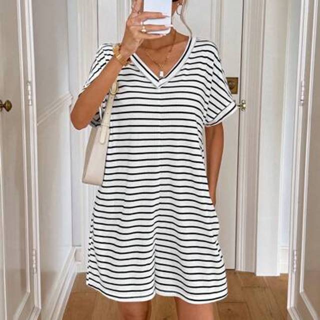 SHEIN Casual Women Striped Pocket Jumpsuit Summer Outfits For Women Summer Business Casual Woman Women Summer Clothes Office Outfits For Women Summer Outfit