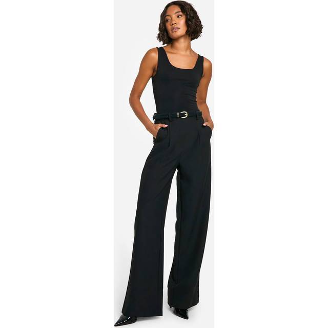 Womens Tall Essential Wide Leg Tailored Trousers - Black - 10/36L