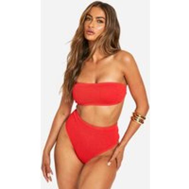 Womens Premium Crinkle Bandeau Tube Bikini Top - Red - 6, Red