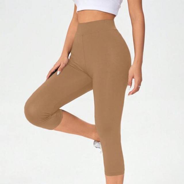 SHEIN Casual Simple High Waist 7/8 Length Tight Leggings For Women, Suitable For Summer
