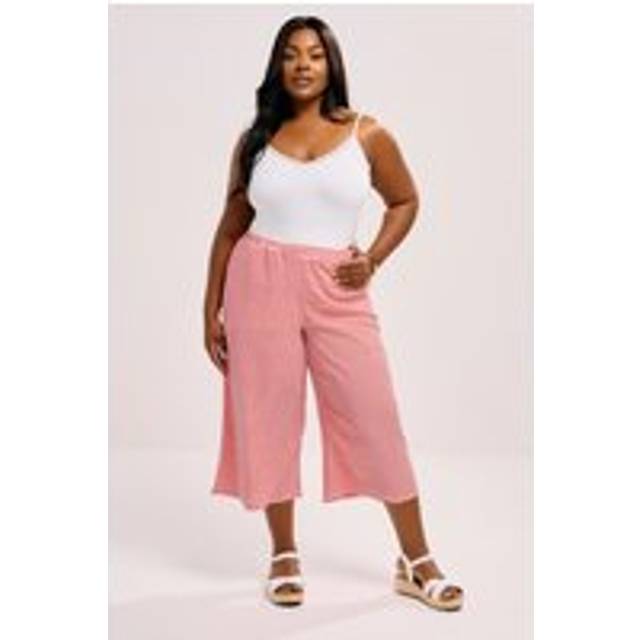 Yours Curve Red Gingham Textured Midaxi Culottes, Women's Curve & Plus Size, Yours - 20