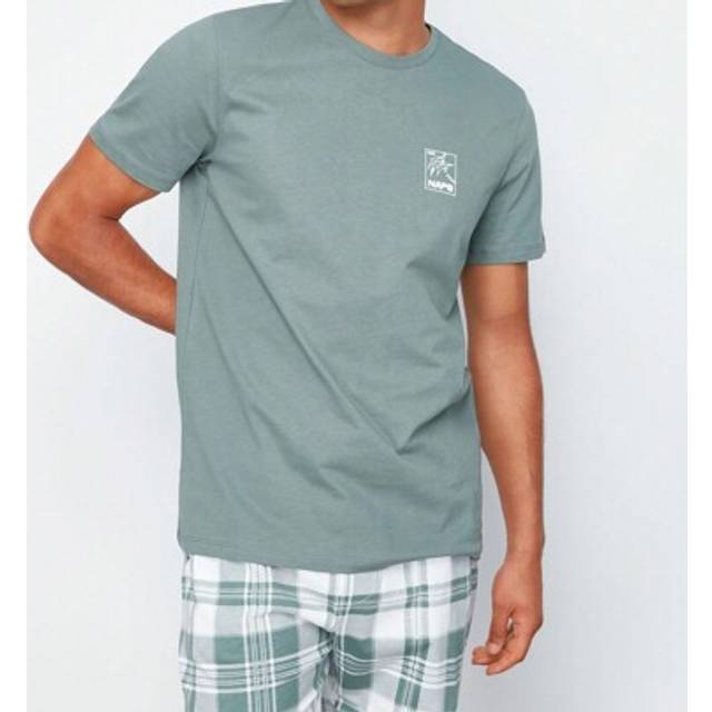 SHEIN 2pcs Men&#39;s Lightweight Printed Short Sleeve Shirt & Shorts Pajama Set, Summer Home Wear