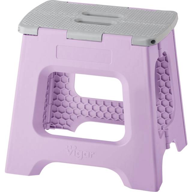Vigar Compact Step Stool Foldable for Adults and Kids  12-1/2 inch  Lightweight Stool 330 lb Capacity  Non-Slip Folding Step Stool  Purple