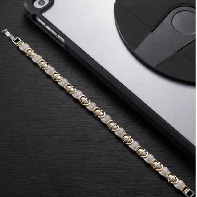 SHEIN 1pc Men&#39;s Gold-Plated Byzantine Geometric Flat Hiphop Chain Bracelet, Fashionable Jewelry Gift Suitable For Any Occasion, All Season Wear (Excluding G