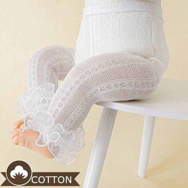 SHEIN 1pc White Lotus Lace Mesh Cropped Leggings, Spring/Summer Style