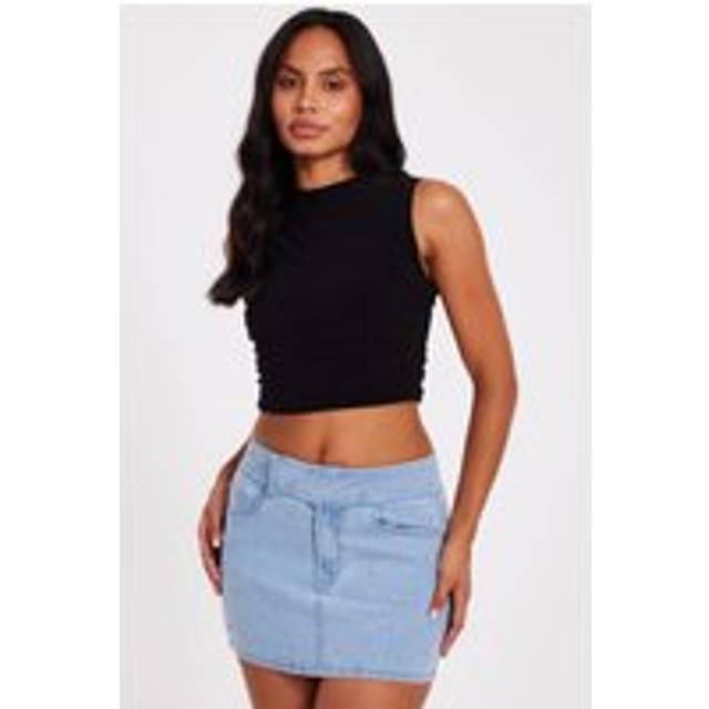 Dark Indigo Denim Embellished Skirt - 6
