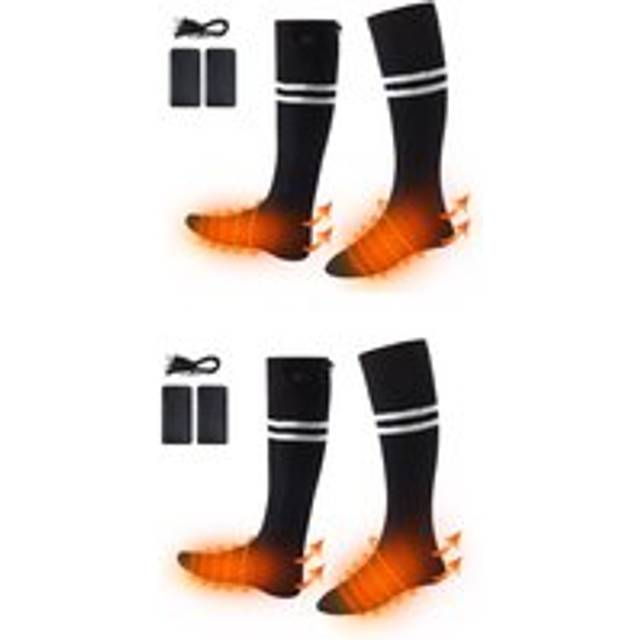 2 Pairs of Rechargeable Heated Socks - White - One Size