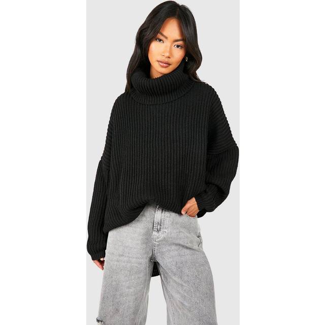 Womens Chunky Oversized Boyfriend Jumper - Black - S, Black